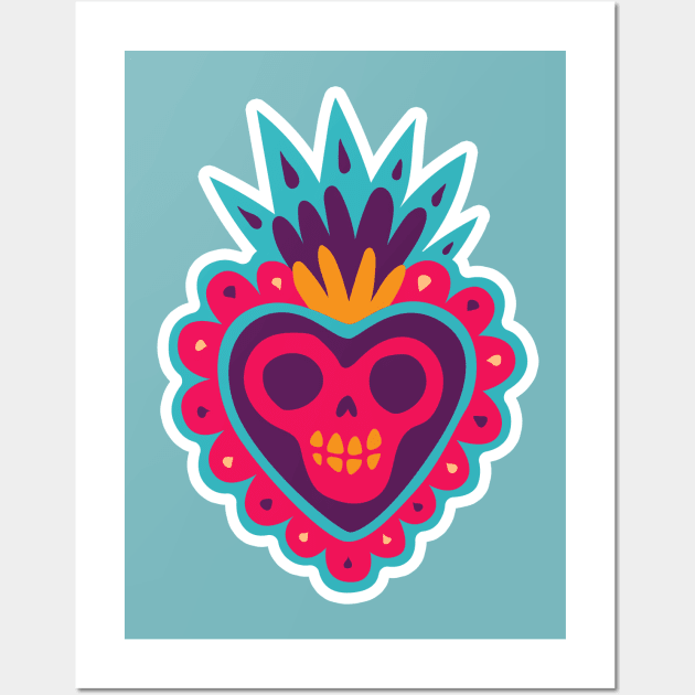 Dia de los Muertos Corazon // Day of the Dead Heart Wall Art by SLAG_Creative